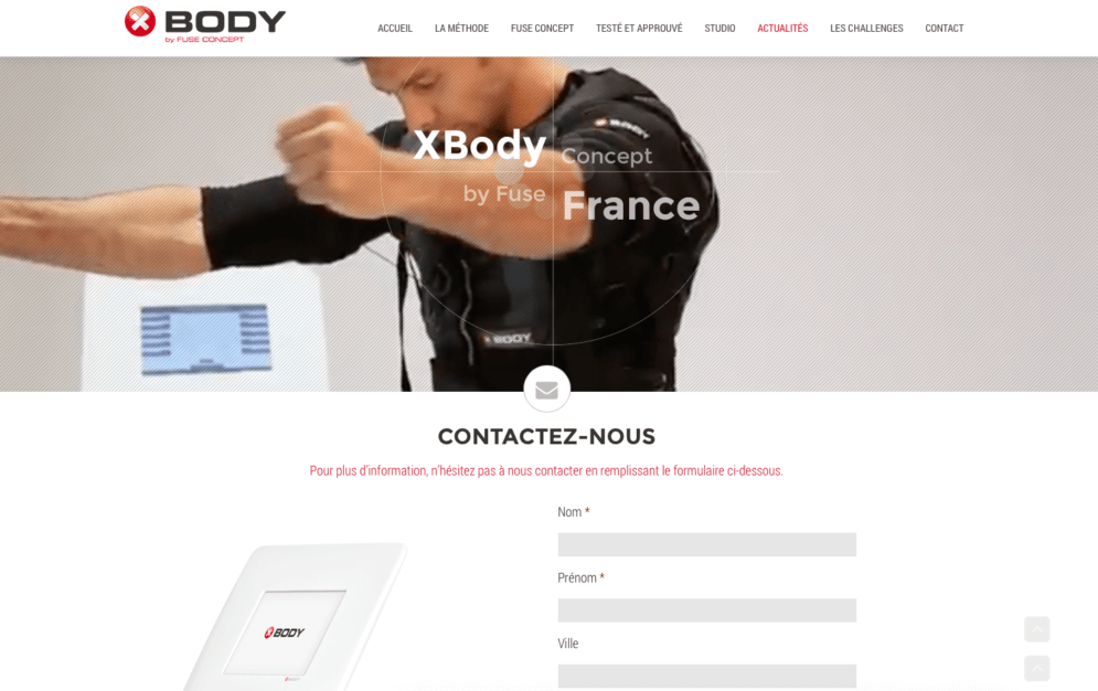 Site internet pour Xbody by Fuse Concept