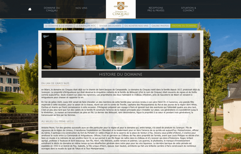 Site internet du Domaine du Cinquau Site internet du Domaine du Cinquau
