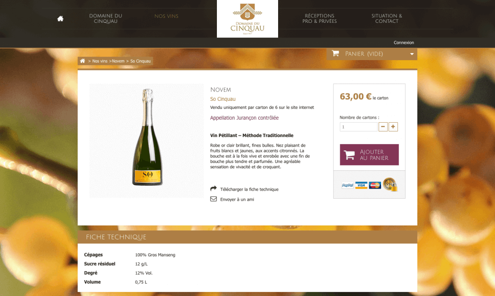 Page produit boutique en ligne Page produit boutique en ligne