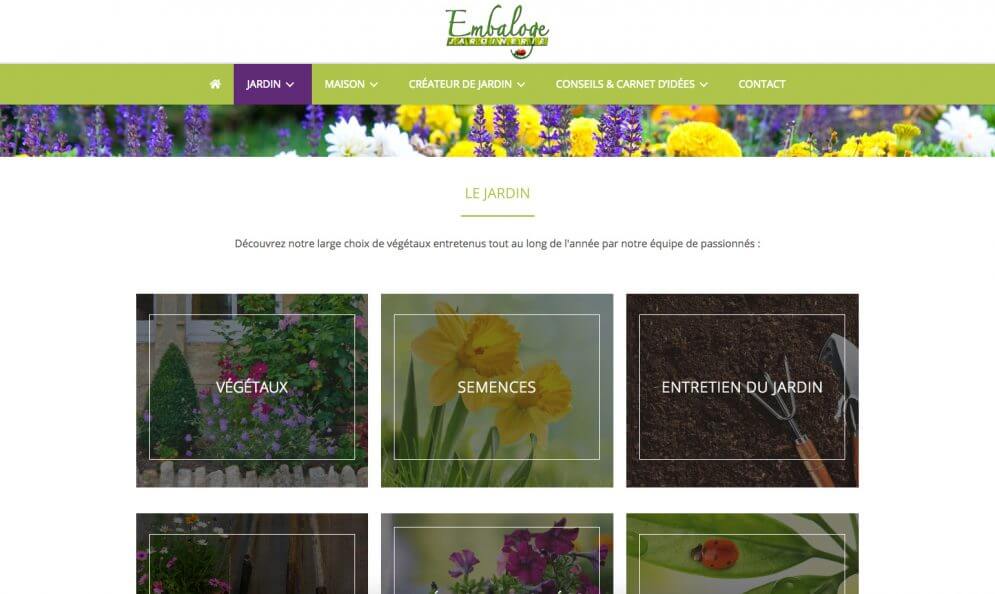 Jardinerie d'Embaloge à Mirande, captures du site internet